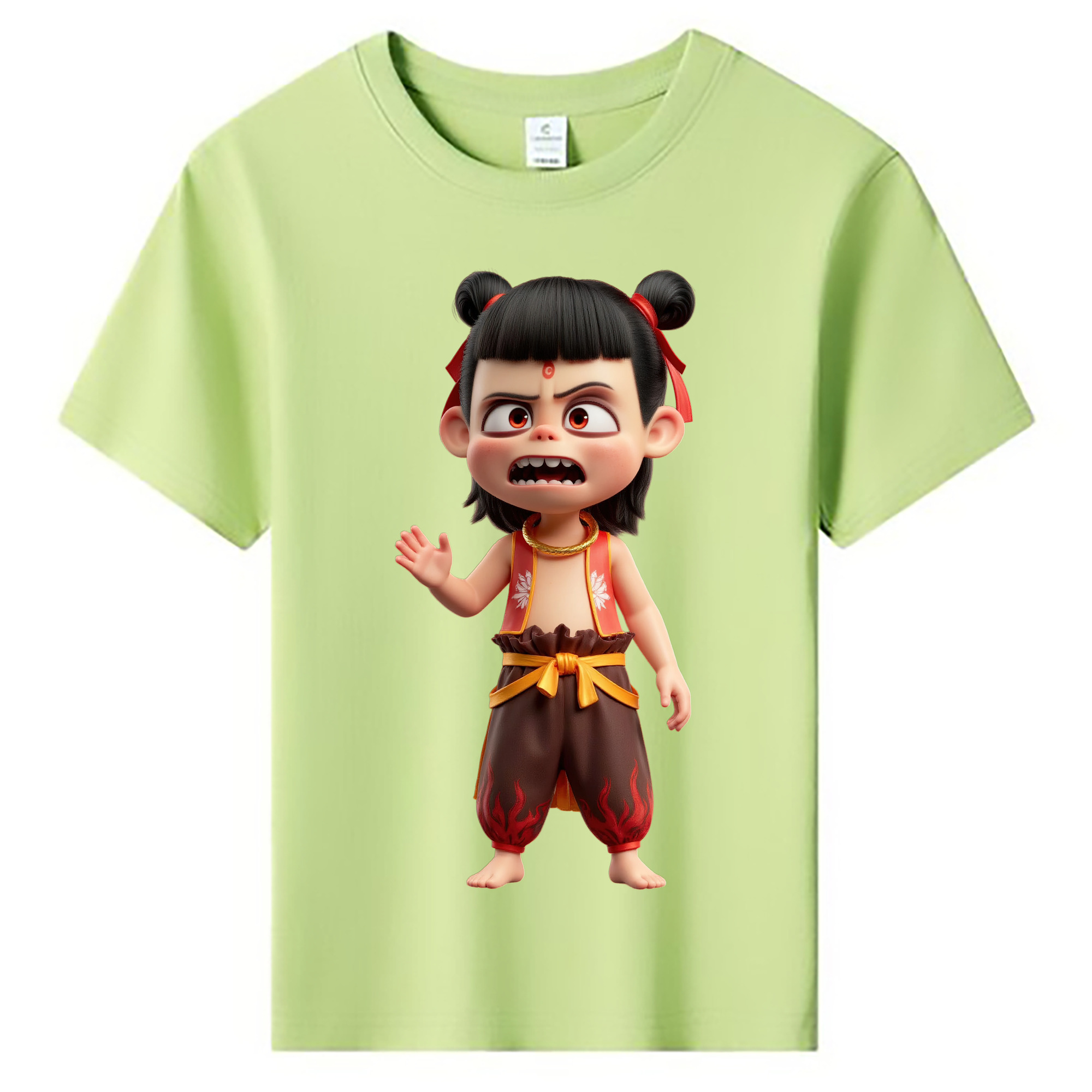 （画像用） Ne Zha 2 ナタ 魔童の大暴れ 綿100％キッズTシャツ（フロントプリント）